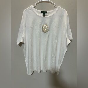NWOT Lauren Ralph Lauren White Embroidered Polo 0213 B-1